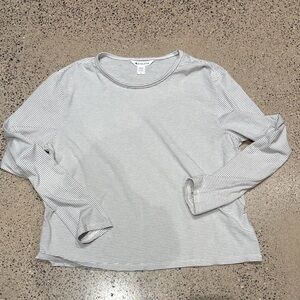 Athleta Long Sleeve Top in Gray and White Stripes